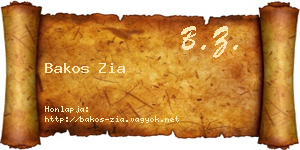 Bakos Zia névjegykártya